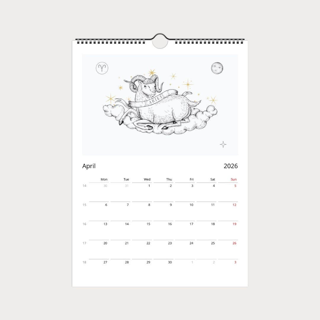 Zodiac Sternzeichen Kalender 2026 (Englisch)