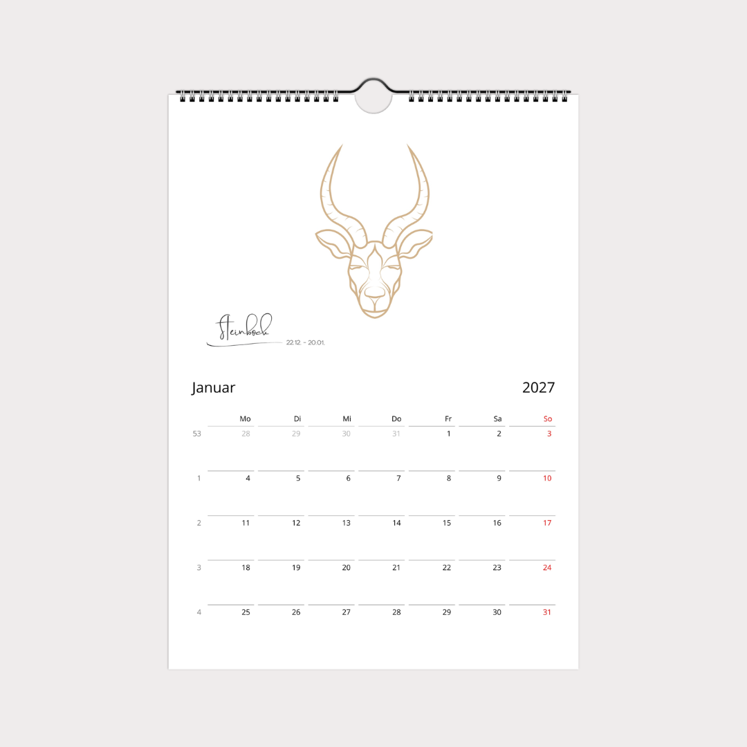 Sternzeichen Kalender 2027 trifft Design | Wandkalender A4
