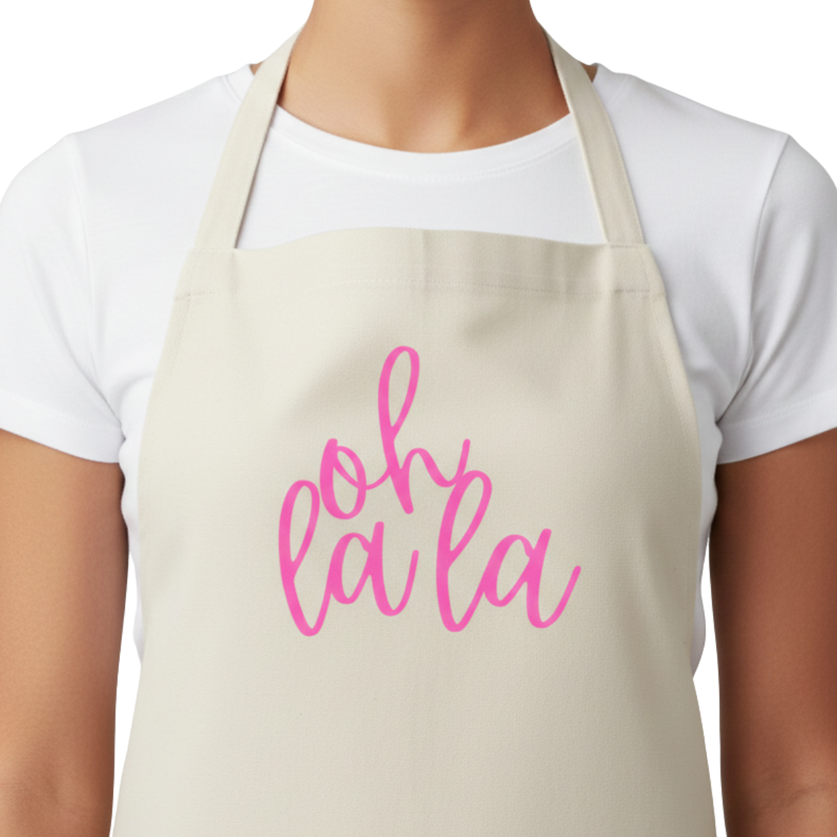 Oh La La Schürze Unisex – Beige / Pink