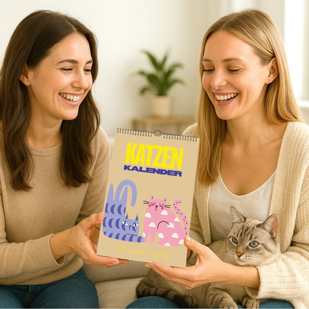 Katzenkalender 2026 – abstrakter A4 Wandkalender mit 12 modernen Katzenmotiven