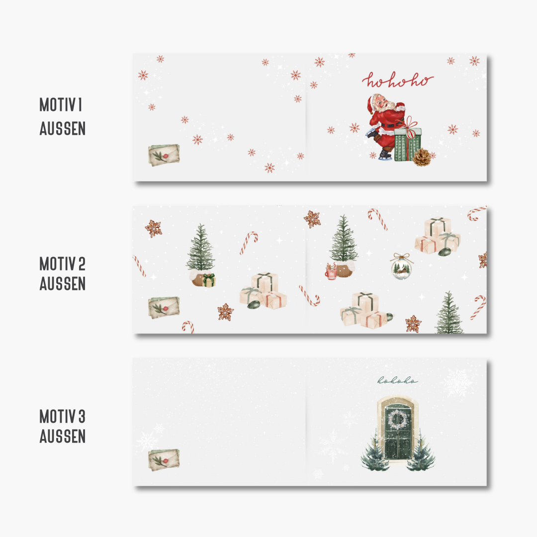 Rubbelkarten Weihnachten – 3er Set mit Bordeaux Umschlägen & Rubbelstickern