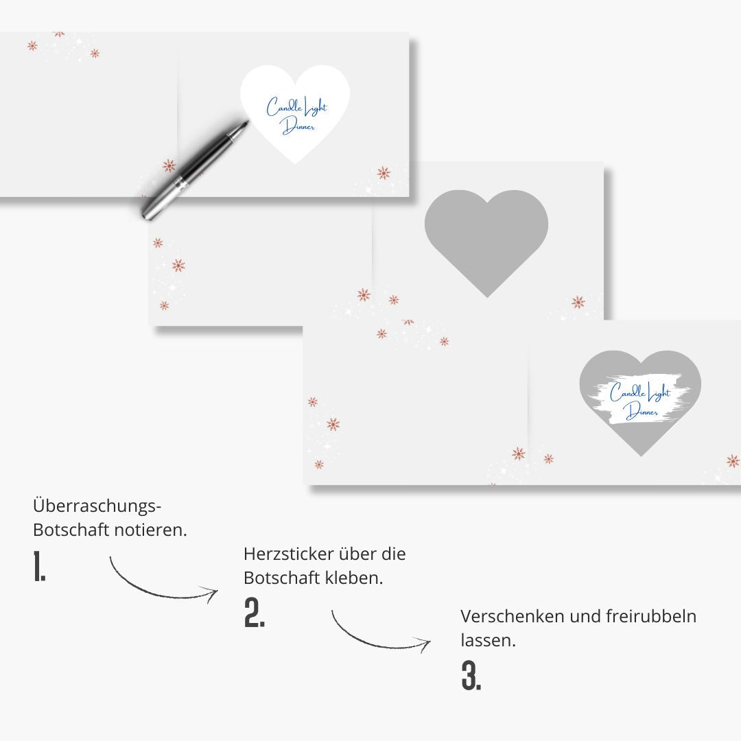 Rubbelkarten Weihnachten – 3er Set mit Bordeaux Umschlägen & Rubbelstickern