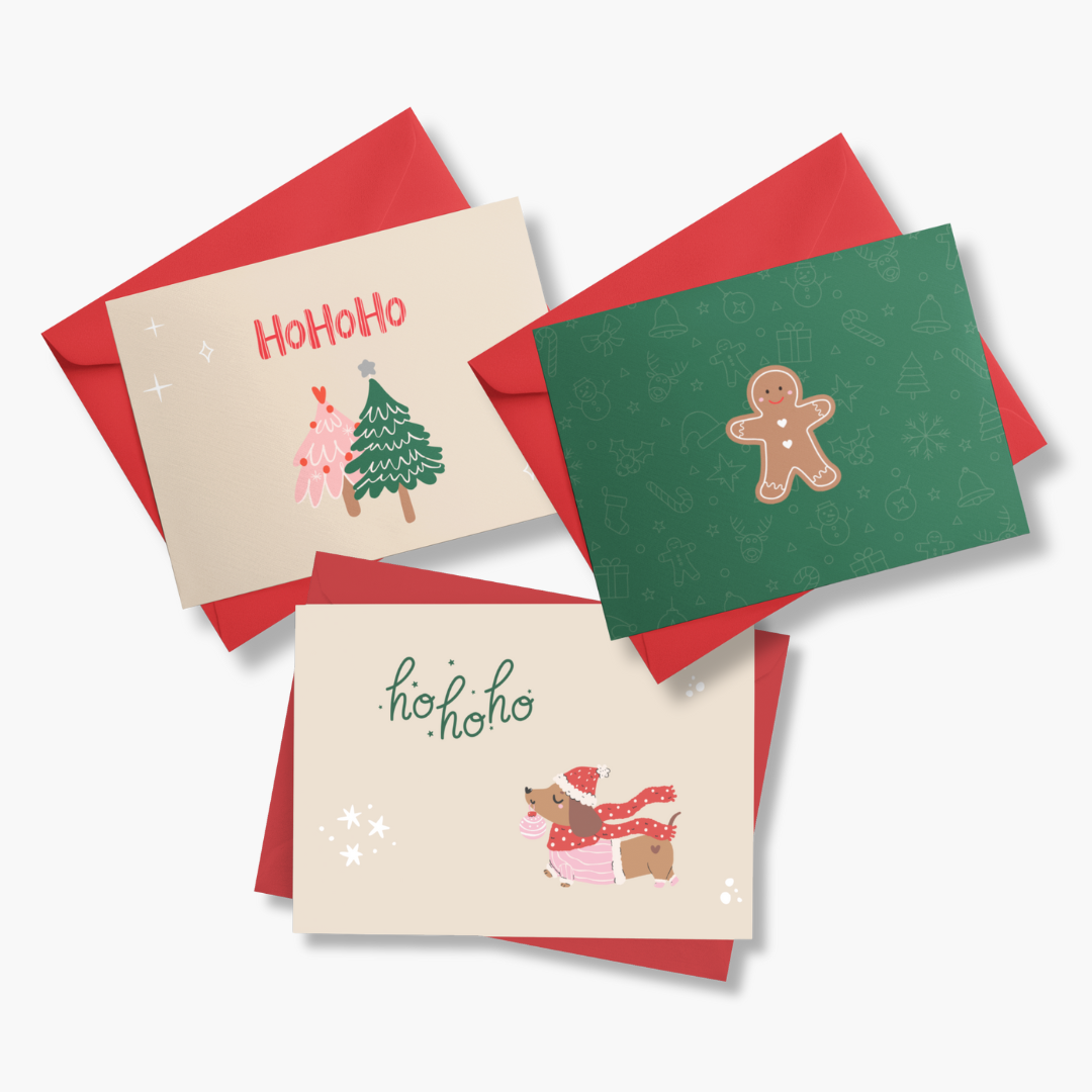 Rubbelkarten Weihnachten – 3er Set mit Roten Umschlägen & Rubbelstickern