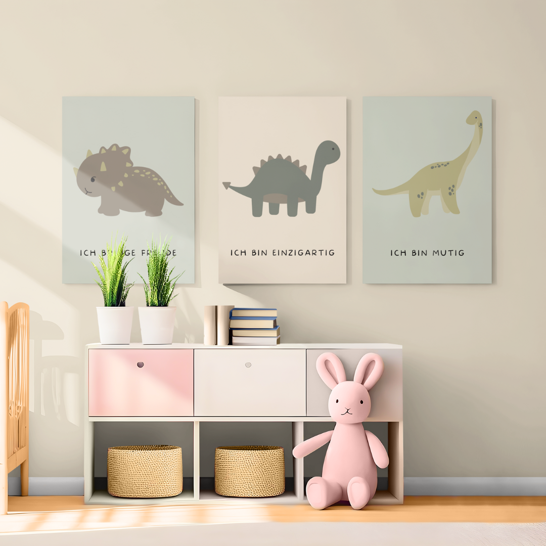 Dinosaurier Affirmation Poster Set 5-teilig Kinderzimmer