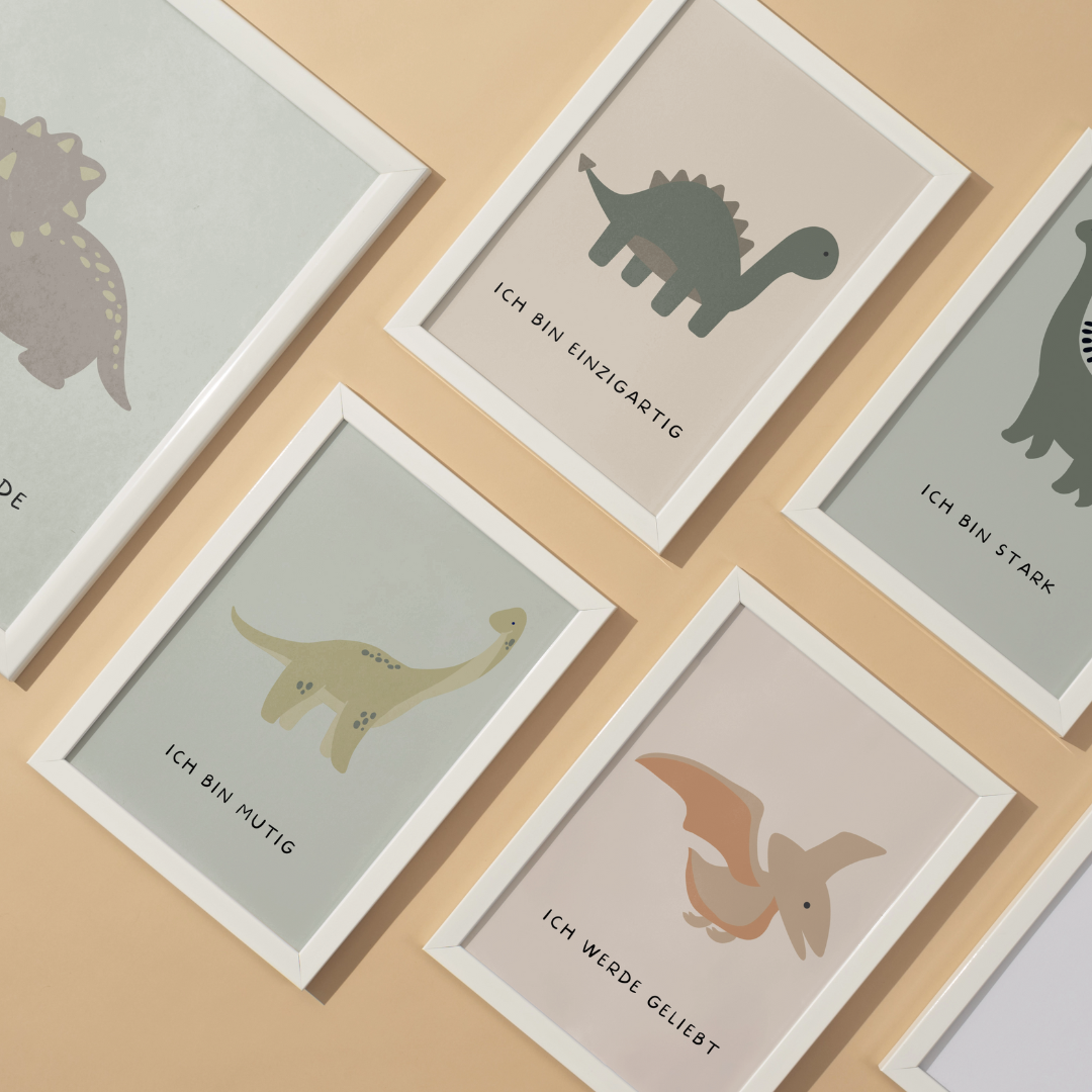 Dinosaurier Affirmation Poster Set 5-teilig Kinderzimmer