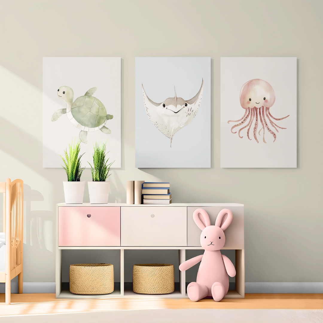 Meerestiere Poster Set 5-teilig Kinderzimmer