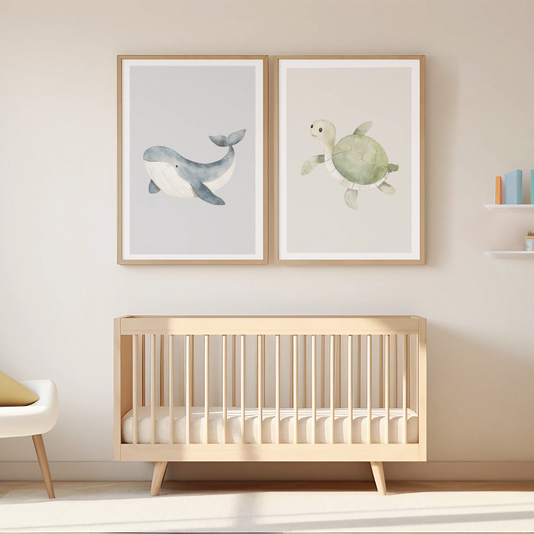 Meerestiere Poster Set 5-teilig Kinderzimmer