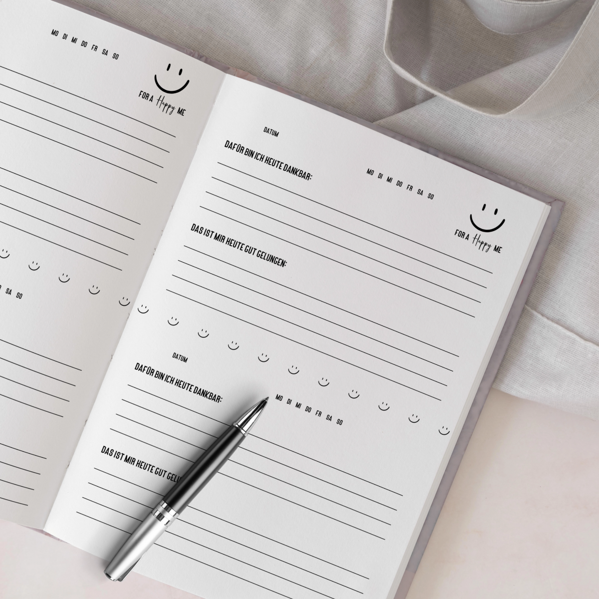 Dankbarkeitstagebuch Happy Me Hardcover Beige