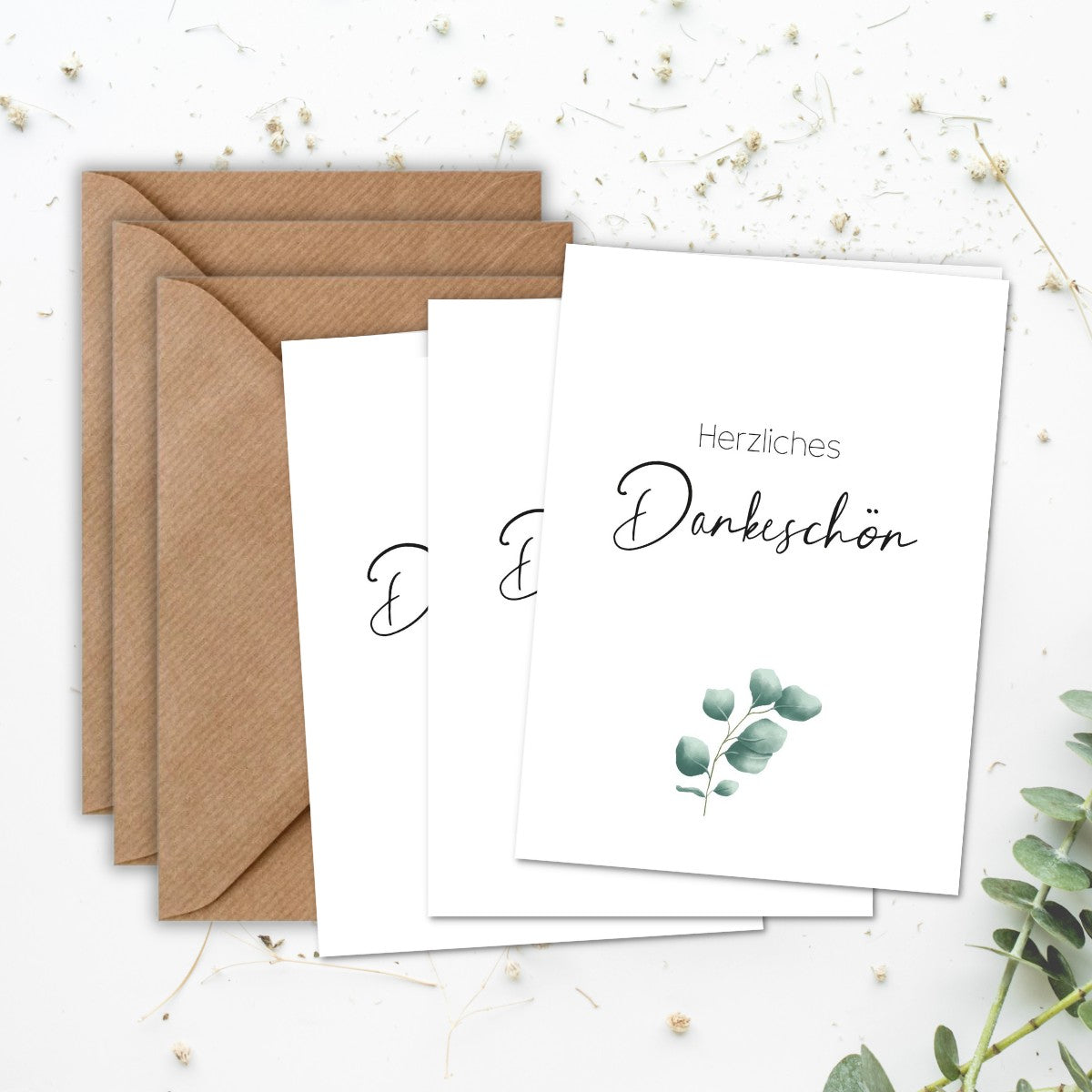 Dankeskarten *Herzliches Dankeschön* 3er Set