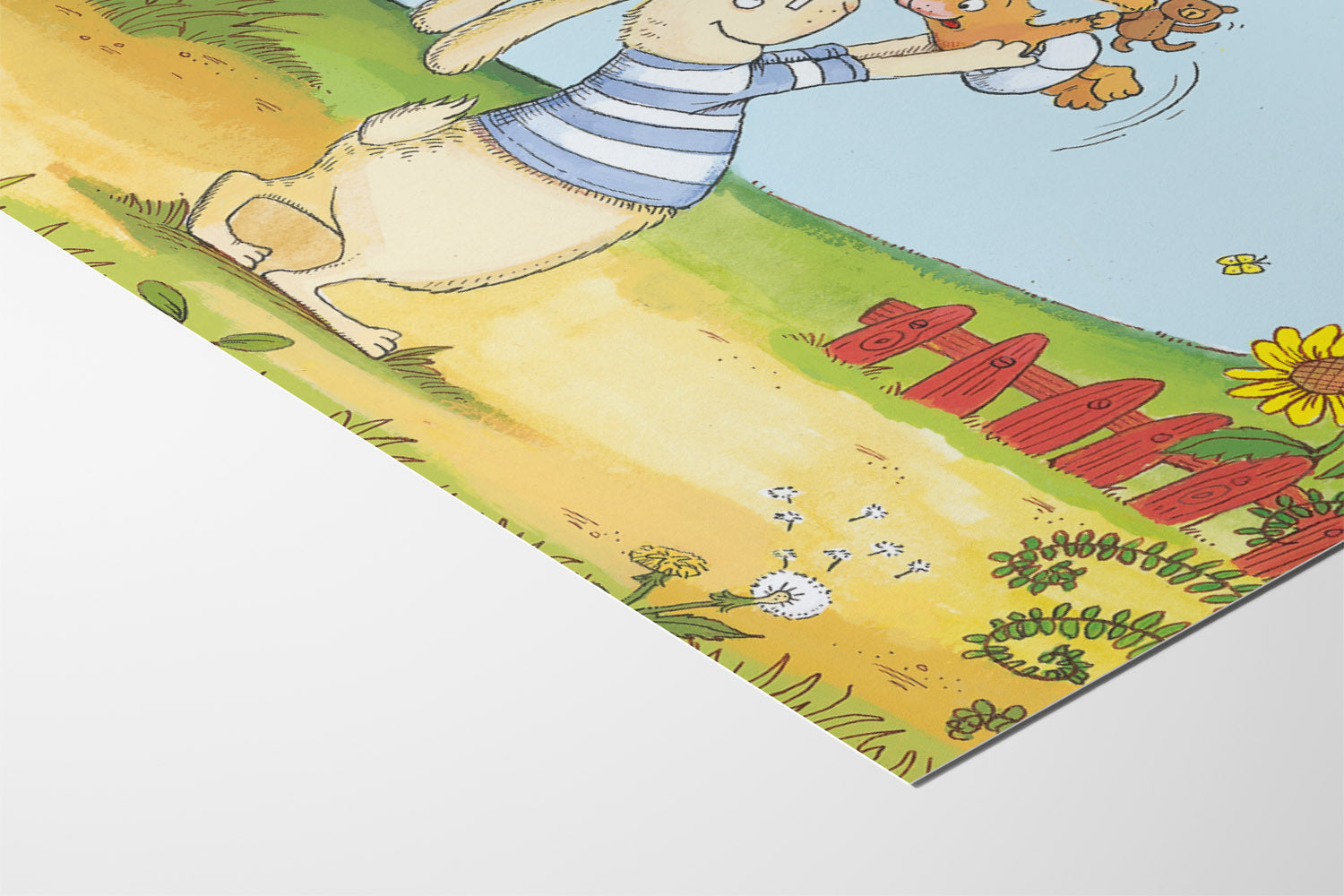 Poster Die sieben kleinen Hasen – Matti und Papa Hase spielen im Garten