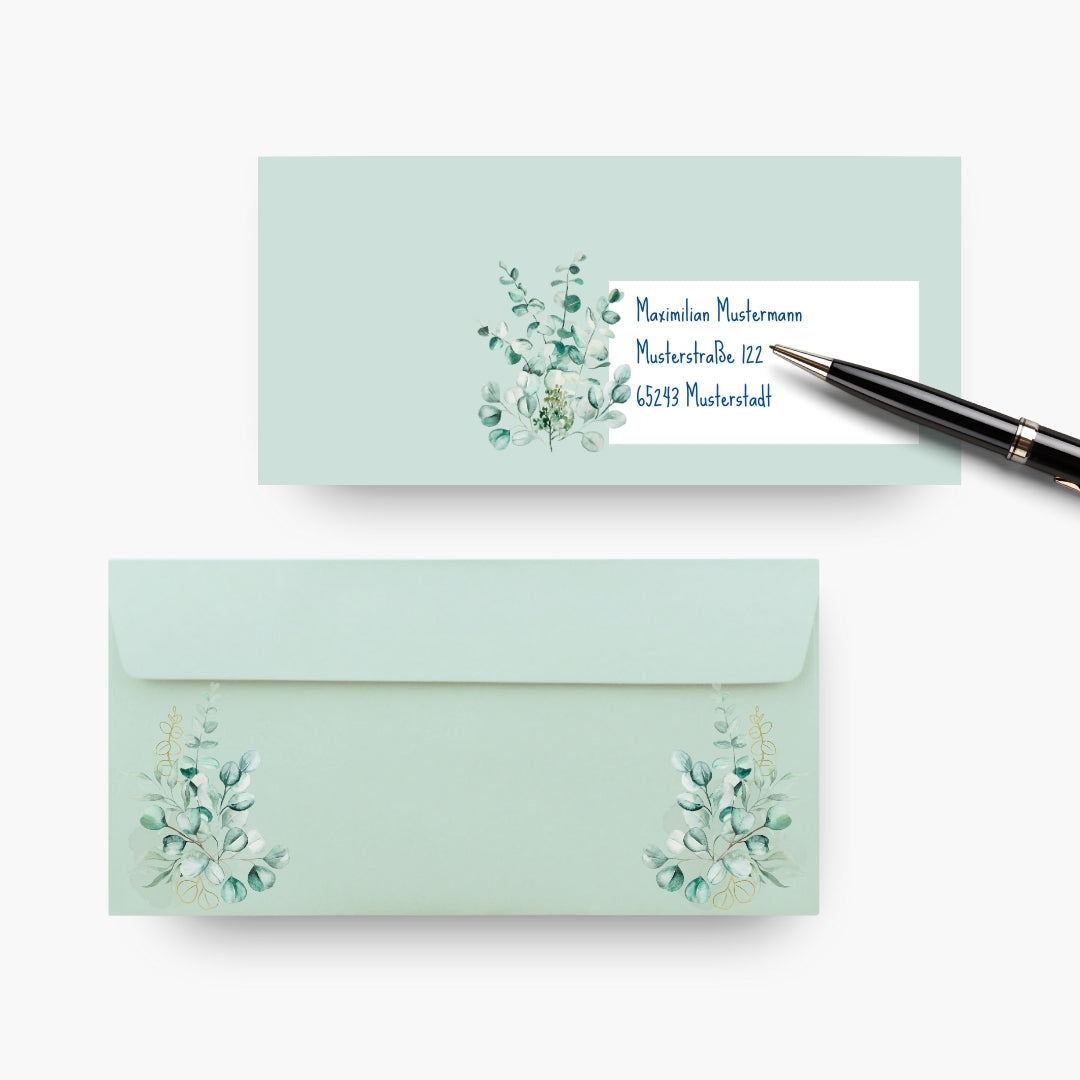 HOWAF Hochzeitseinladungen 12er Set - Eukalyptus Design Mit Umschlägen