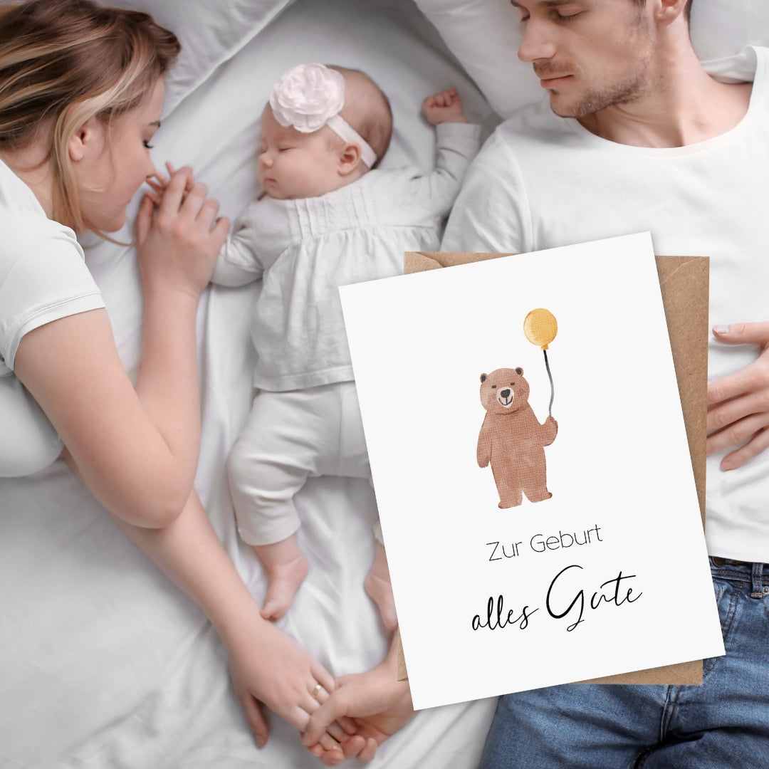 Glückwunschkarten zur Geburt Baby Set mit Umschlägen