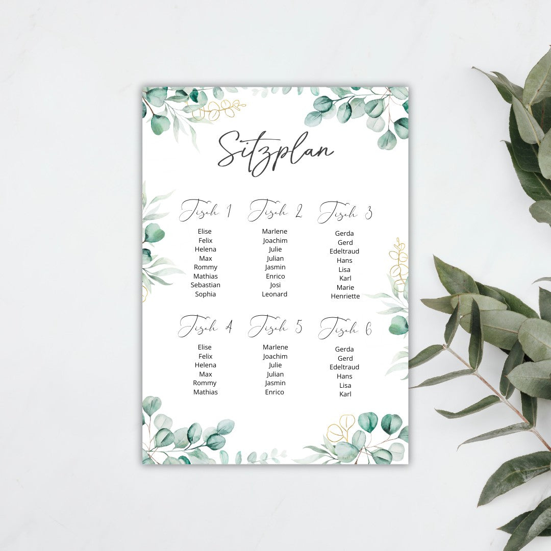 Hochzeit Sitzplan Eukalyptus (Download)