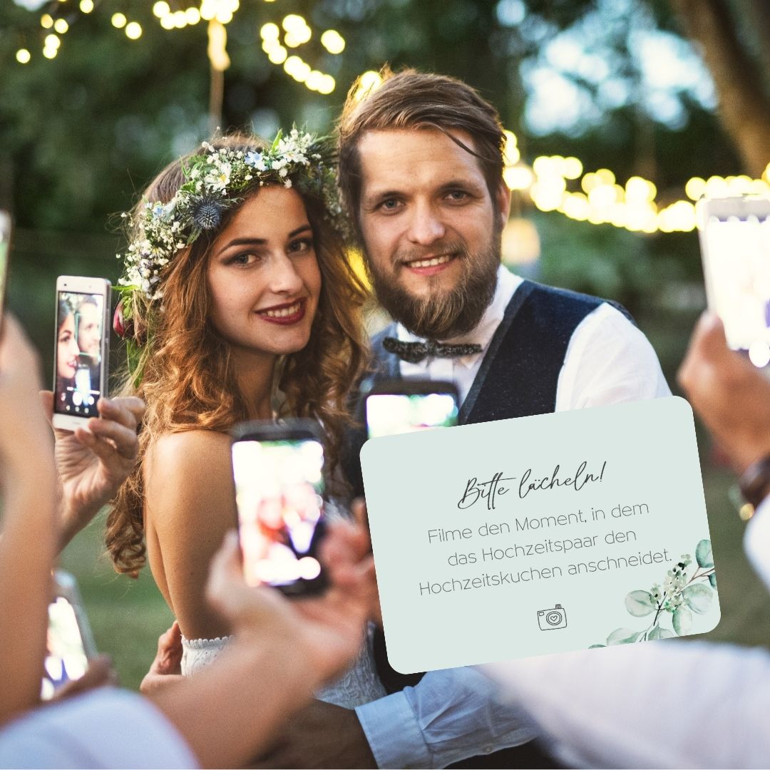 Hochzeitsspiel Foto- und Gesprächsaufgaben Eukalyptus