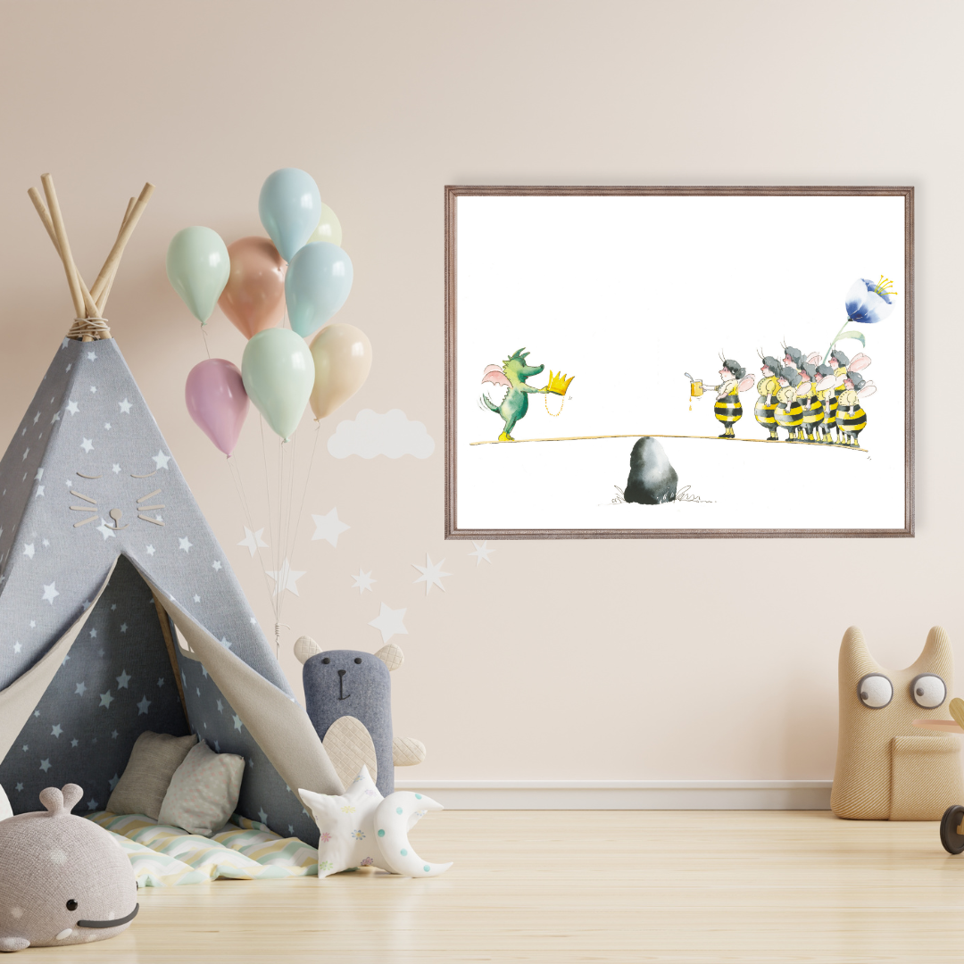 Poster TABALUGA Originalmotiv – Bienenschwarm auf Wippe