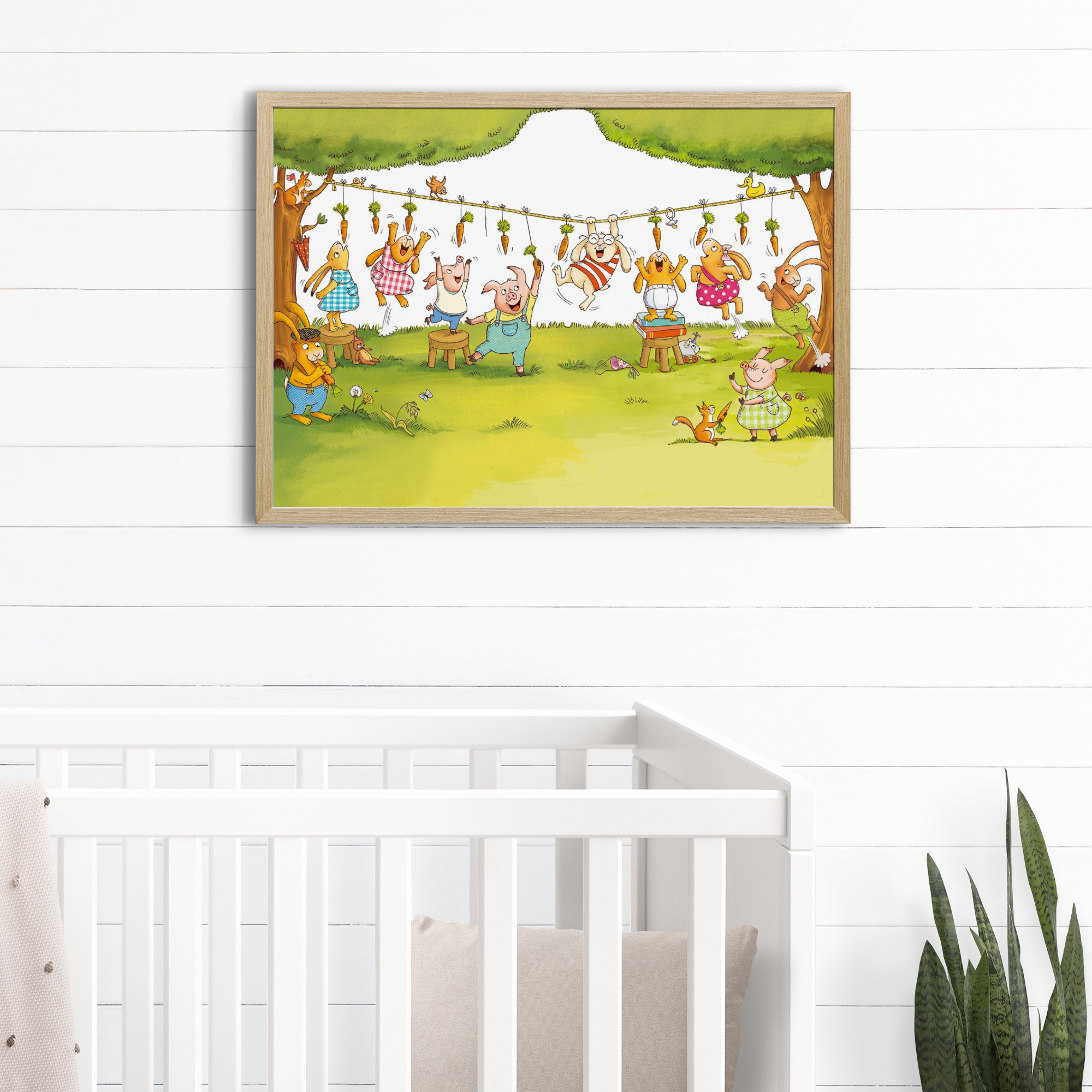 Poster Die sieben kleinen Hasen – Möhrchen schnappen
