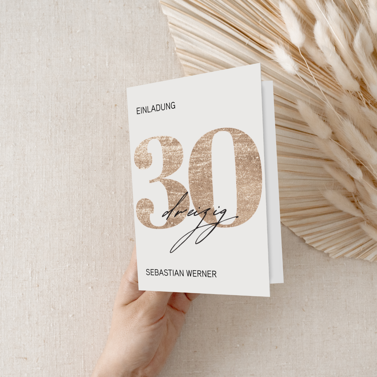 Personalisierte Einladung 30. Geburtstag Gold – 10 Stück