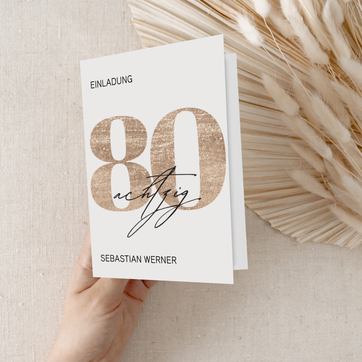 Personalisierte Einladung 80. Geburtstag Gold – 10 Stück