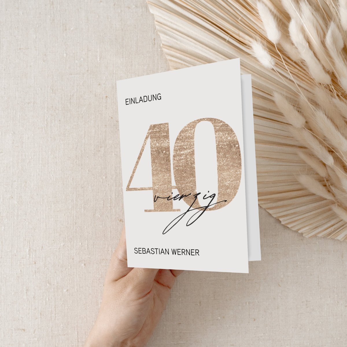 Personalisierte Einladung 40. Geburtstag Gold – 10 Stück