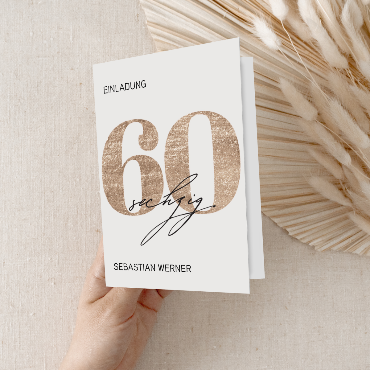 Personalisierte Einladung 60. Geburtstag Gold – 10 Stück