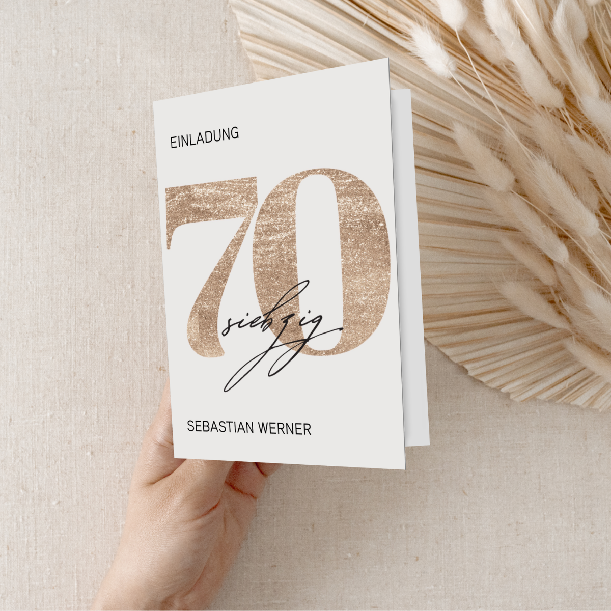 Personalisierte Einladung 70. Geburtstag Gold – 10 Stück