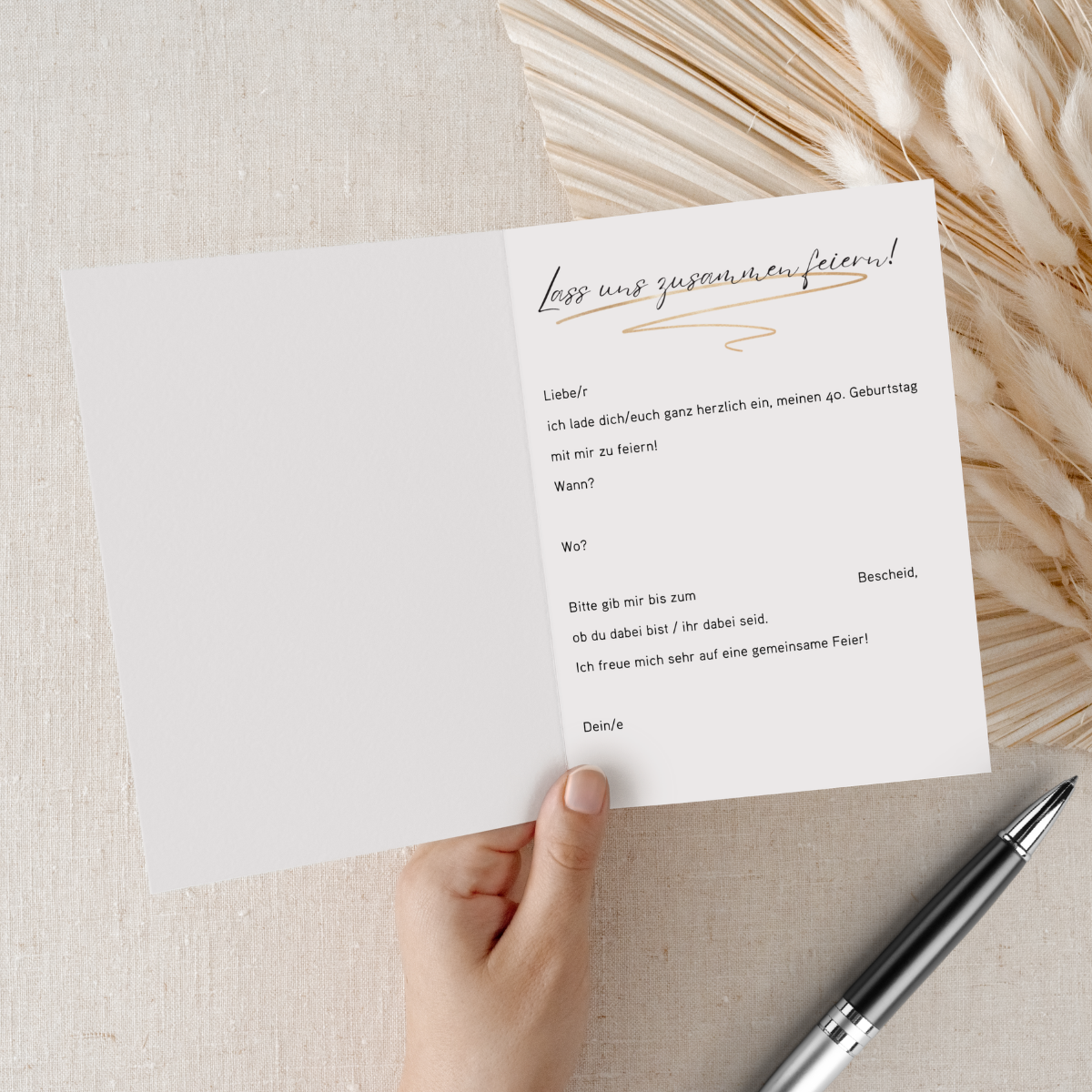 Personalisierte Einladung 40. Geburtstag Gold – 10 Stück