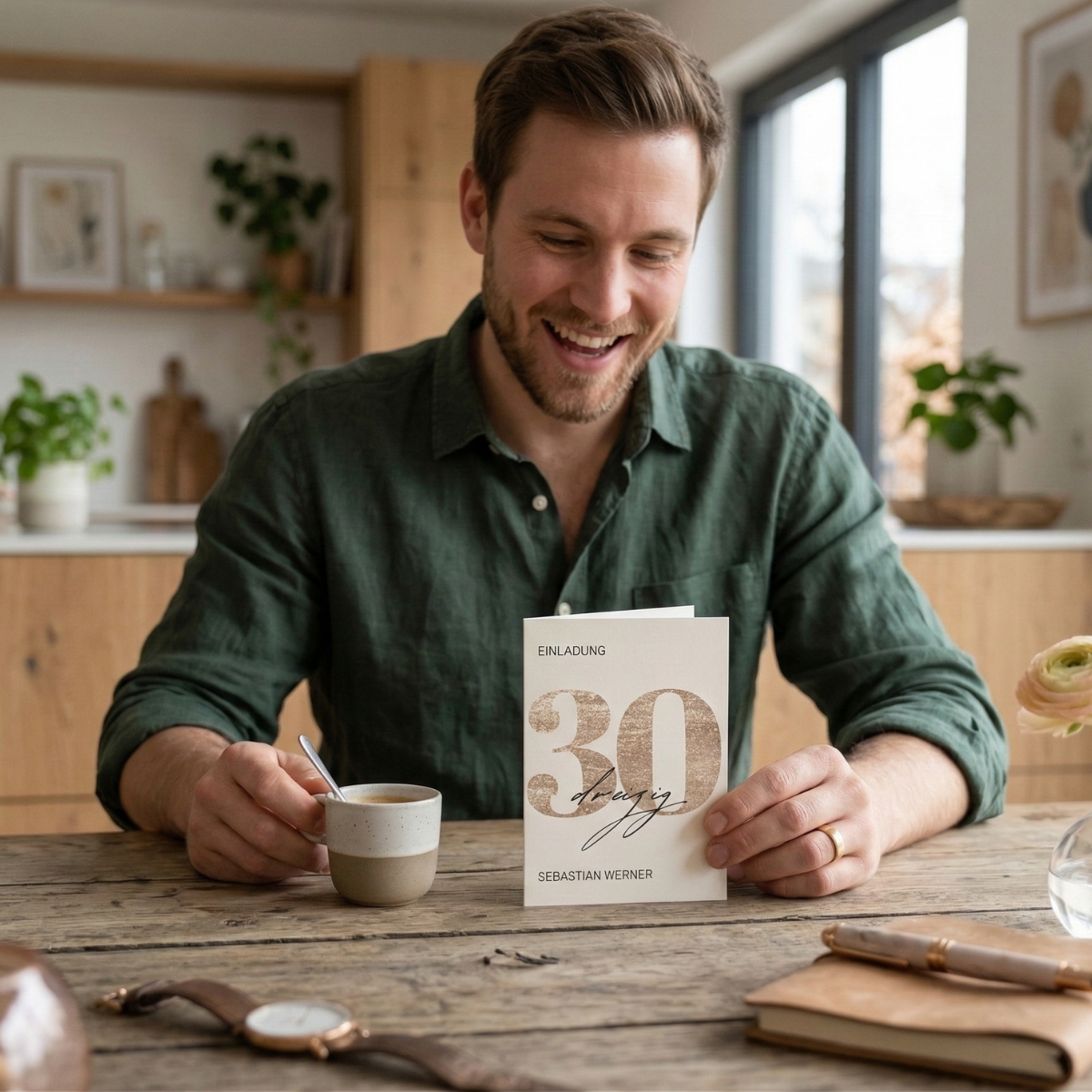 Personalisierte Einladung 30. Geburtstag Gold – 10 Stück