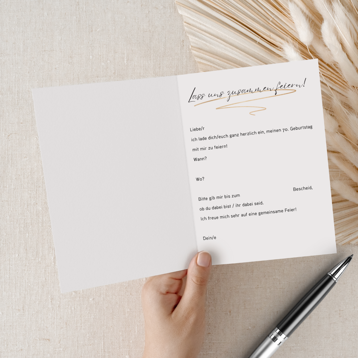 Personalisierte Einladung 70. Geburtstag Gold – 10 Stück