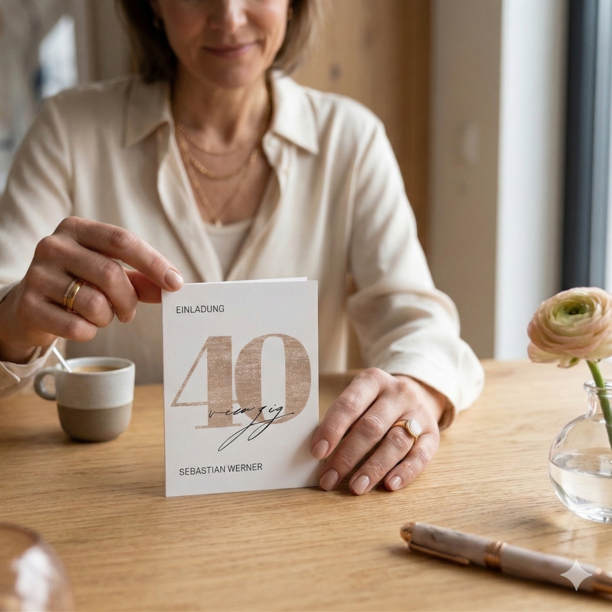 Personalisierte Einladung 40. Geburtstag Gold – 10 Stück
