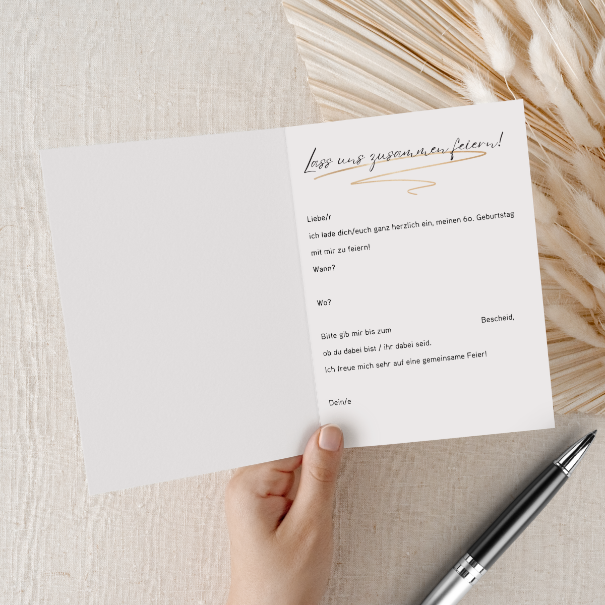 Personalisierte Einladung 60. Geburtstag Gold – 10 Stück
