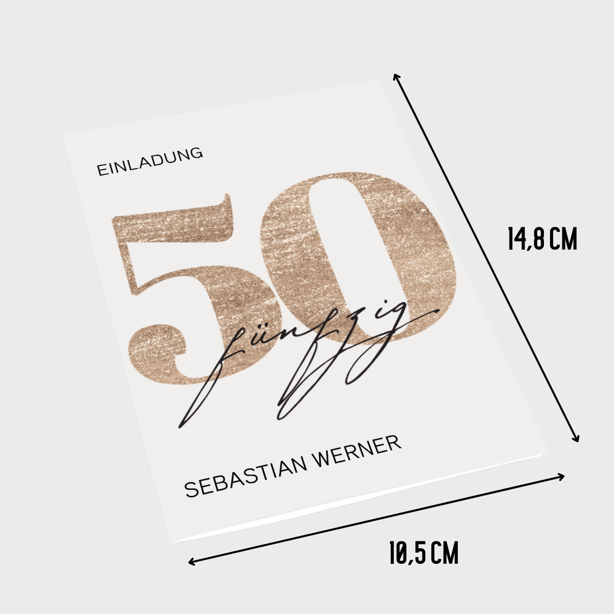 Personalisierte Einladung 50. Geburtstag Gold – 10 Stück