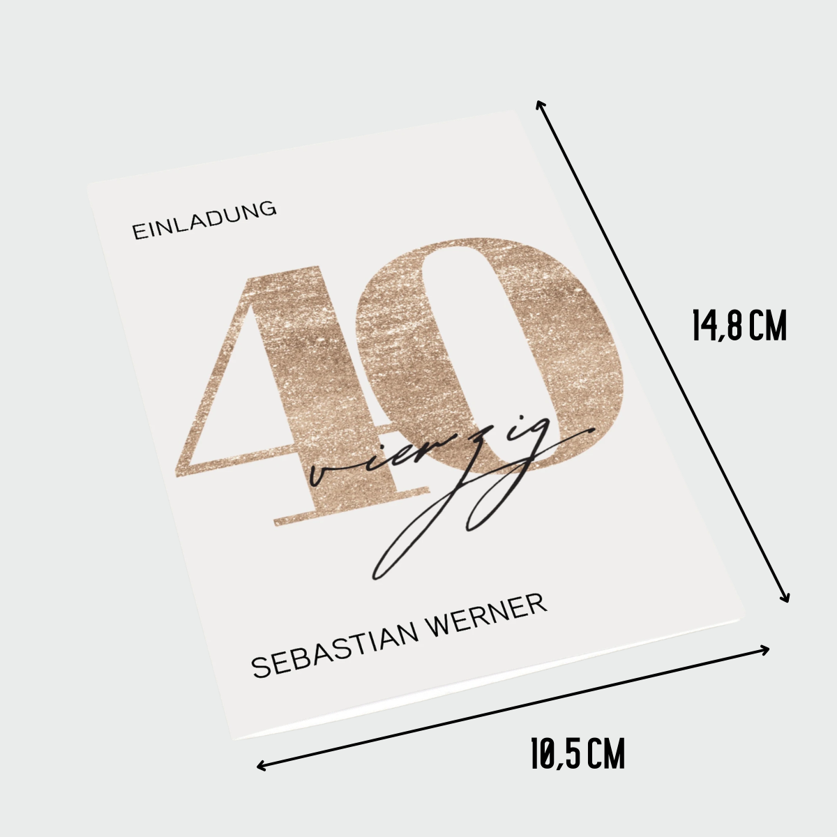 Personalisierte Einladung 40. Geburtstag Gold – 10 Stück