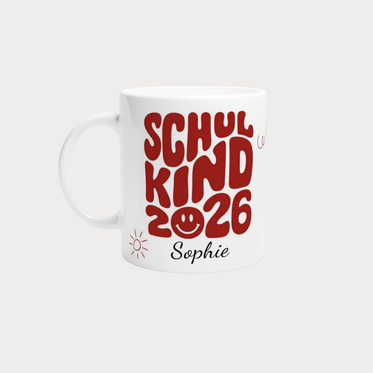 Tasse Schulkind 2026 Rot mit Name