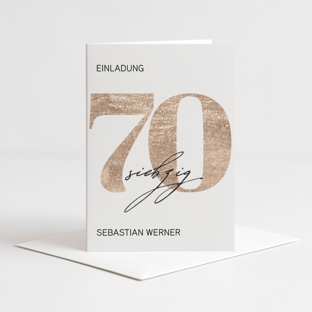 Personalisierte Einladung 70. Geburtstag Gold – 10 Stück