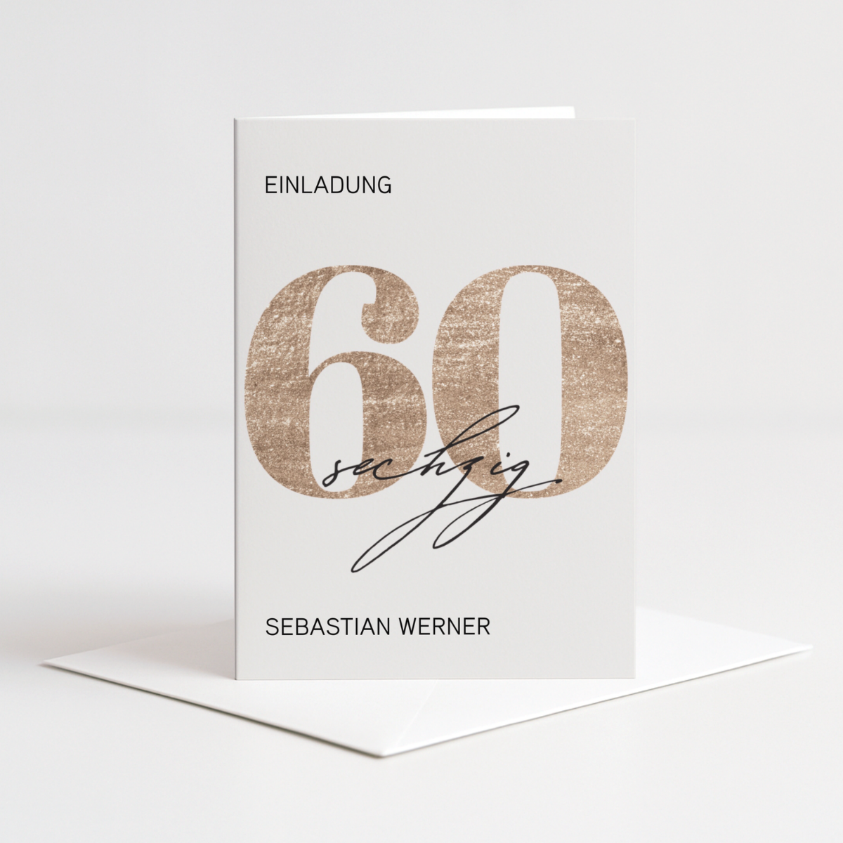 Personalisierte Einladung 60. Geburtstag Gold – 10 Stück