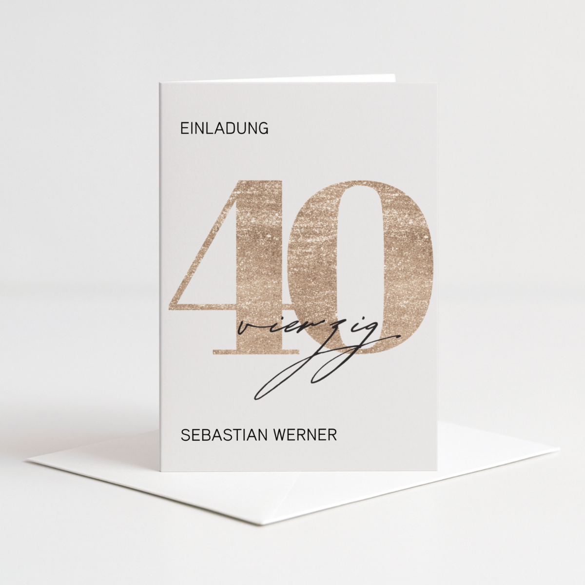 Personalisierte Einladung 40. Geburtstag Gold – 10 Stück