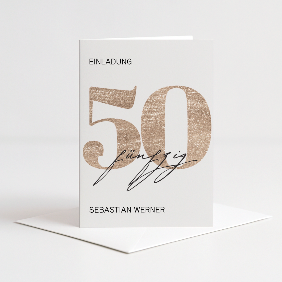 Personalisierte Einladung 50. Geburtstag Gold – 10 Stück