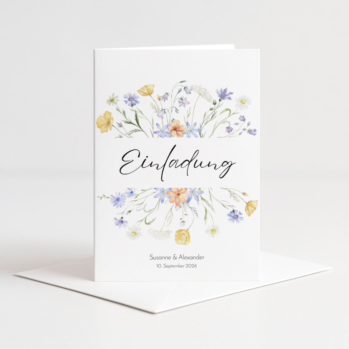 Einladungskarten Hochzeit Wildblumen personalisierbar - 10 Stück