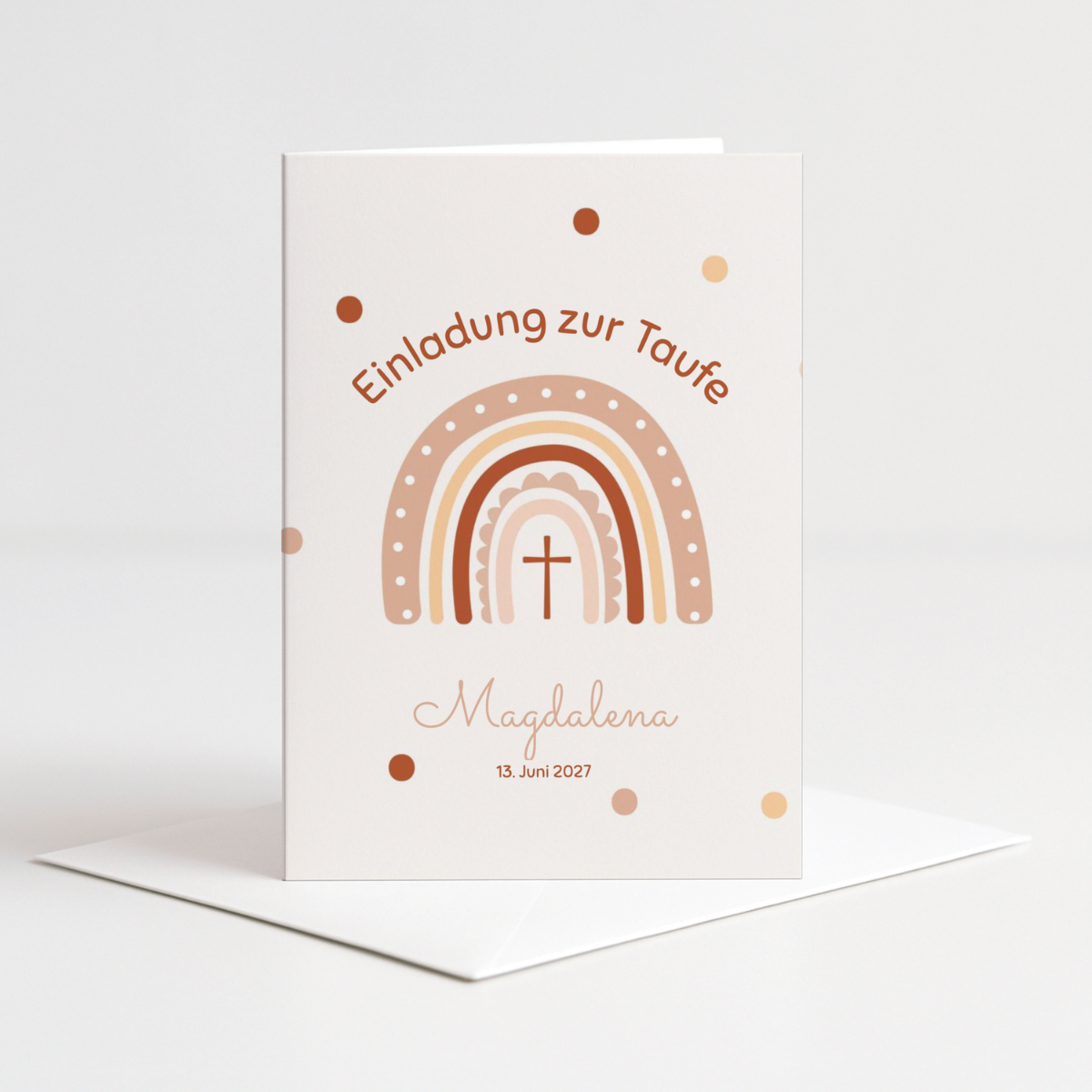 Personalisierte Einladung Taufe Regenbogen Punkte – 10 Stück