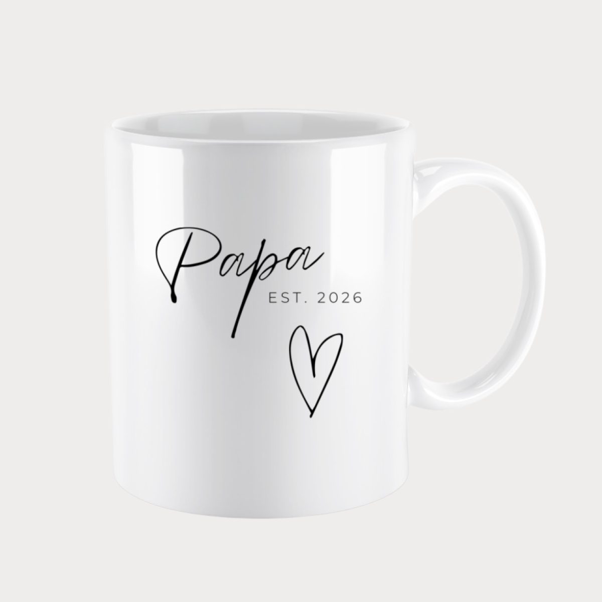 Tasse Papa Est. 2026 mit Herz – einfarbig