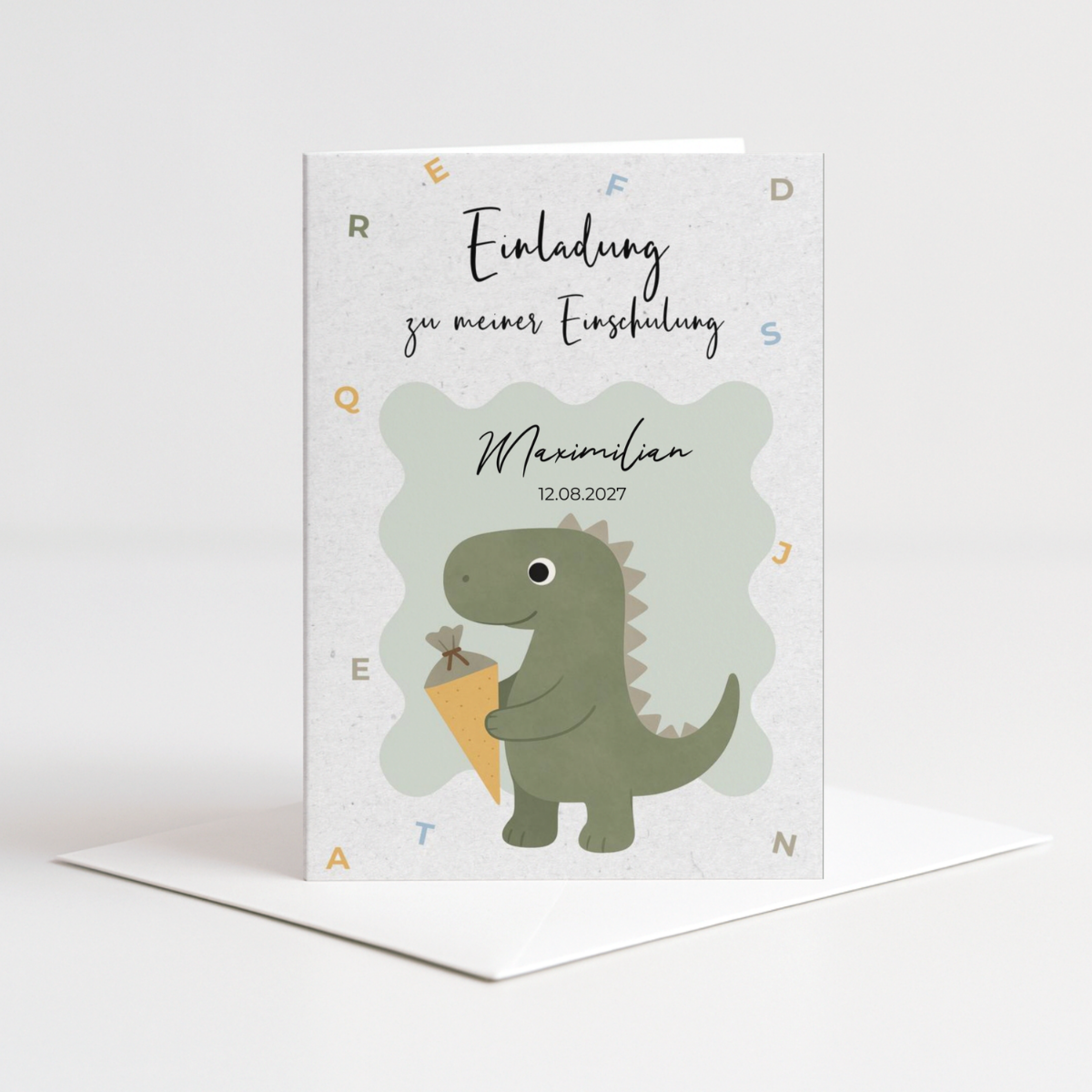 Einladungskarten Einschulung Dino – 10 Stück