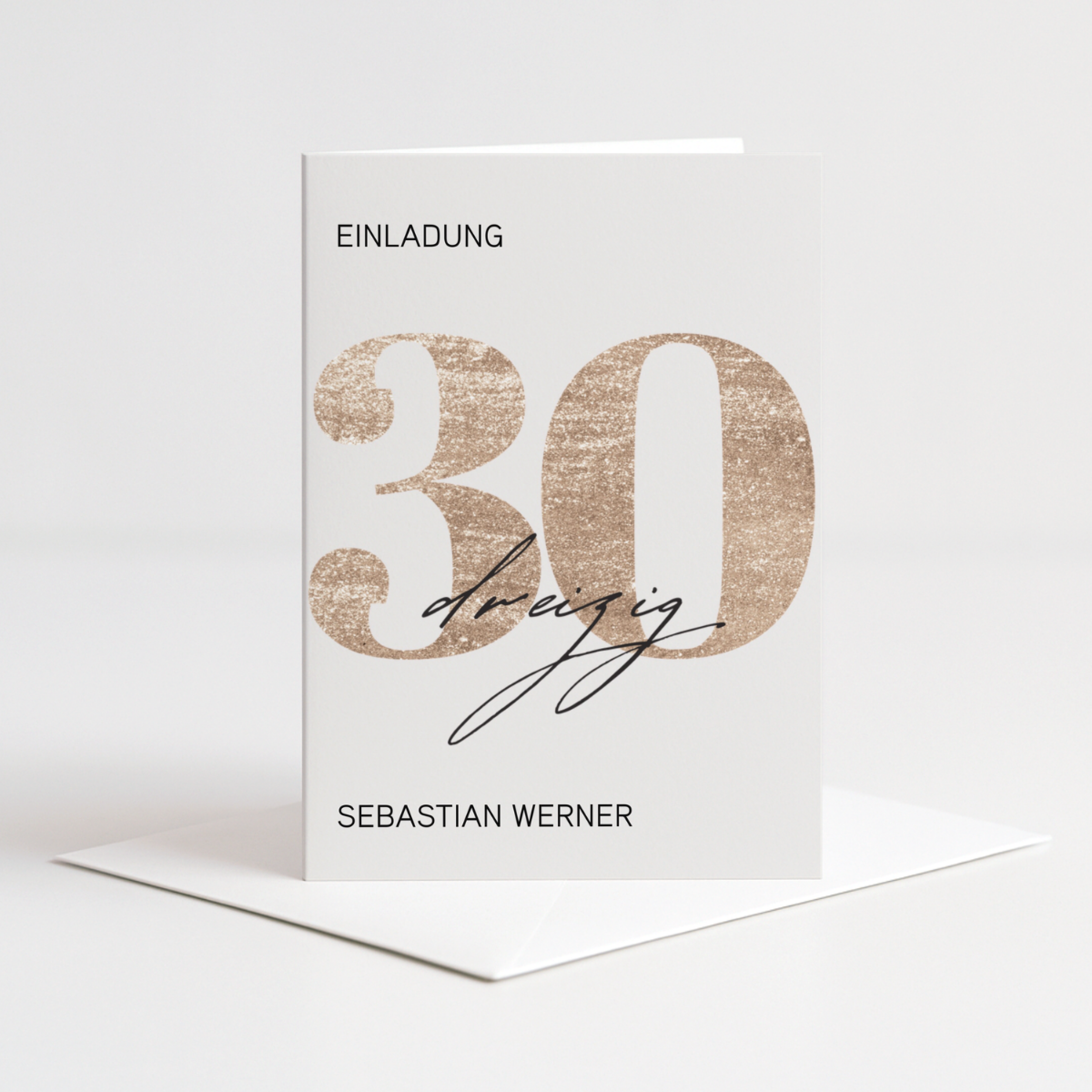 Personalisierte Einladung 30. Geburtstag Gold – 10 Stück