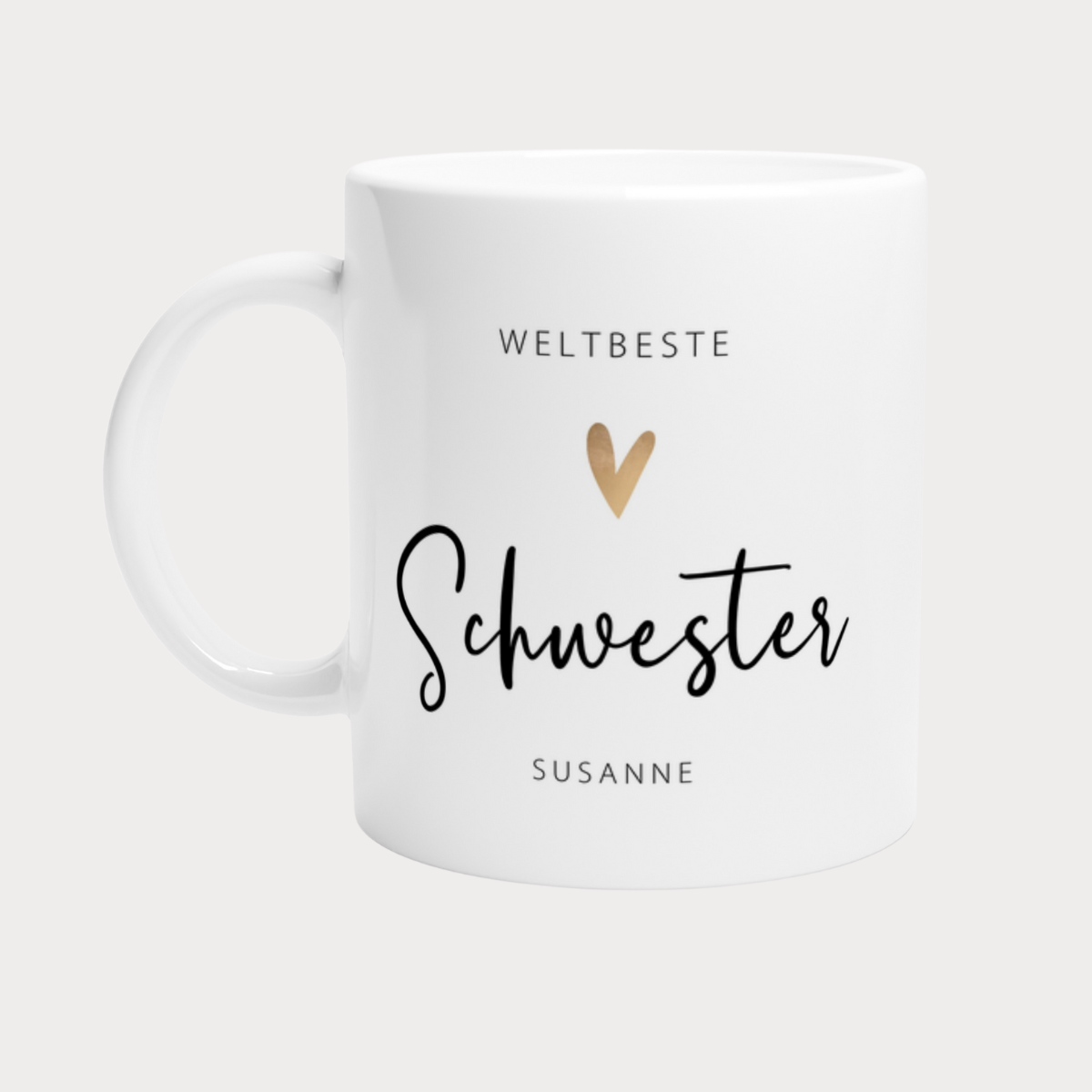 Tasse Weltbeste Schwester 330ml einfarbig mit / ohne Personalisierung