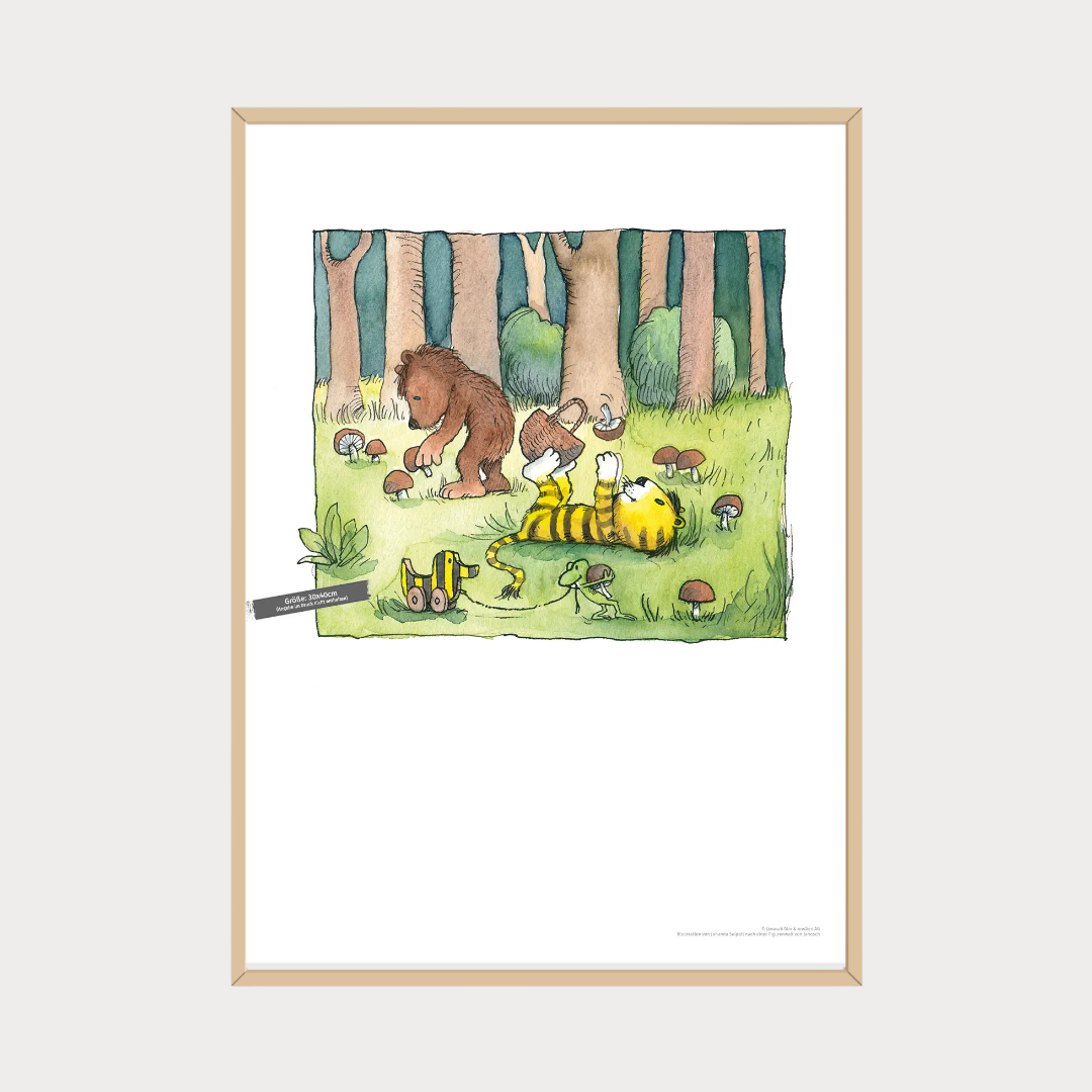 Poster Janosch Pilze sammeln im Wald