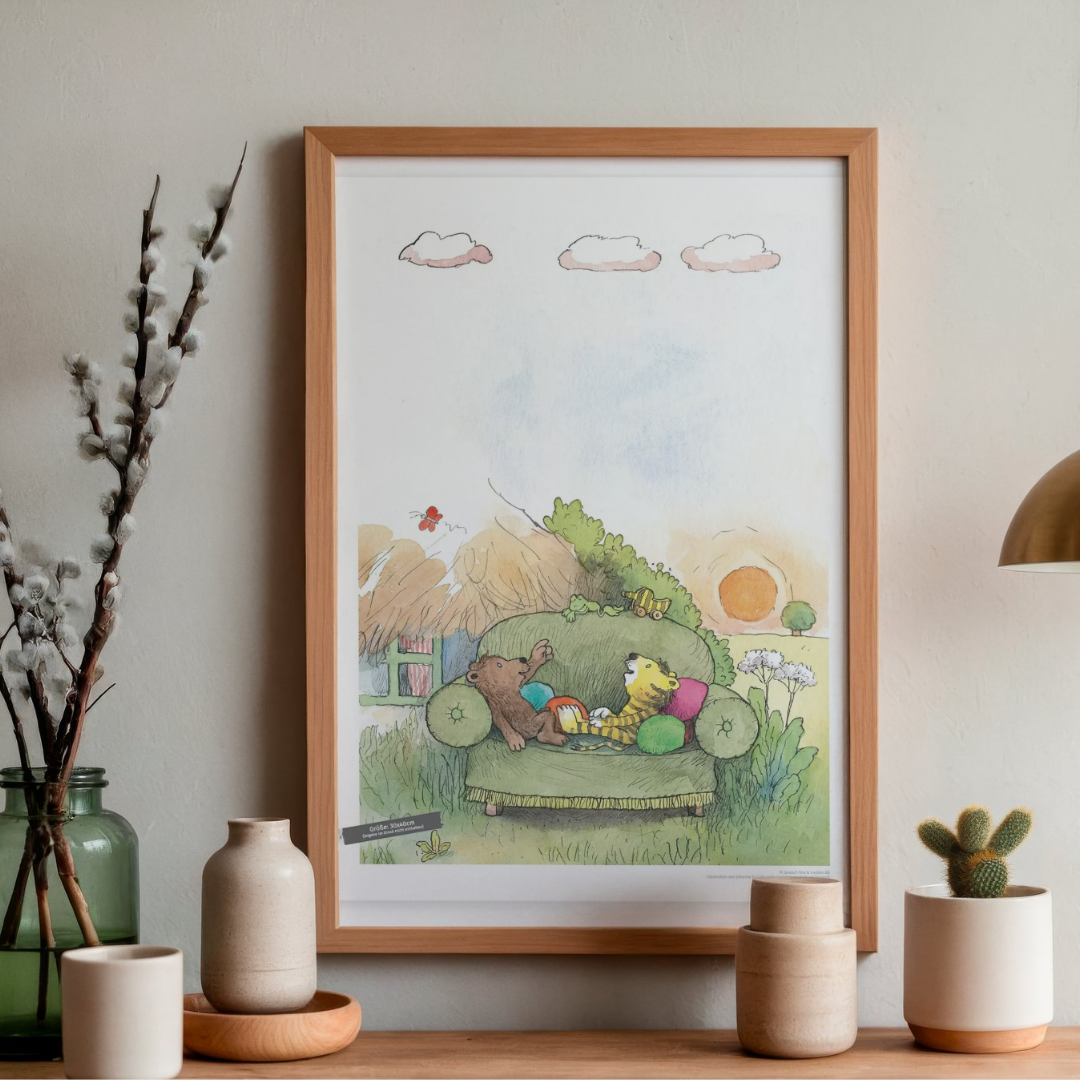 Poster Janosch Wolken ziehen vorbei
