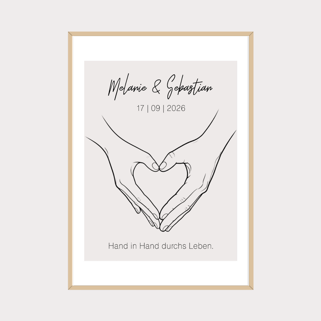 Wandbild Poster personalisiert - Herz Hände
