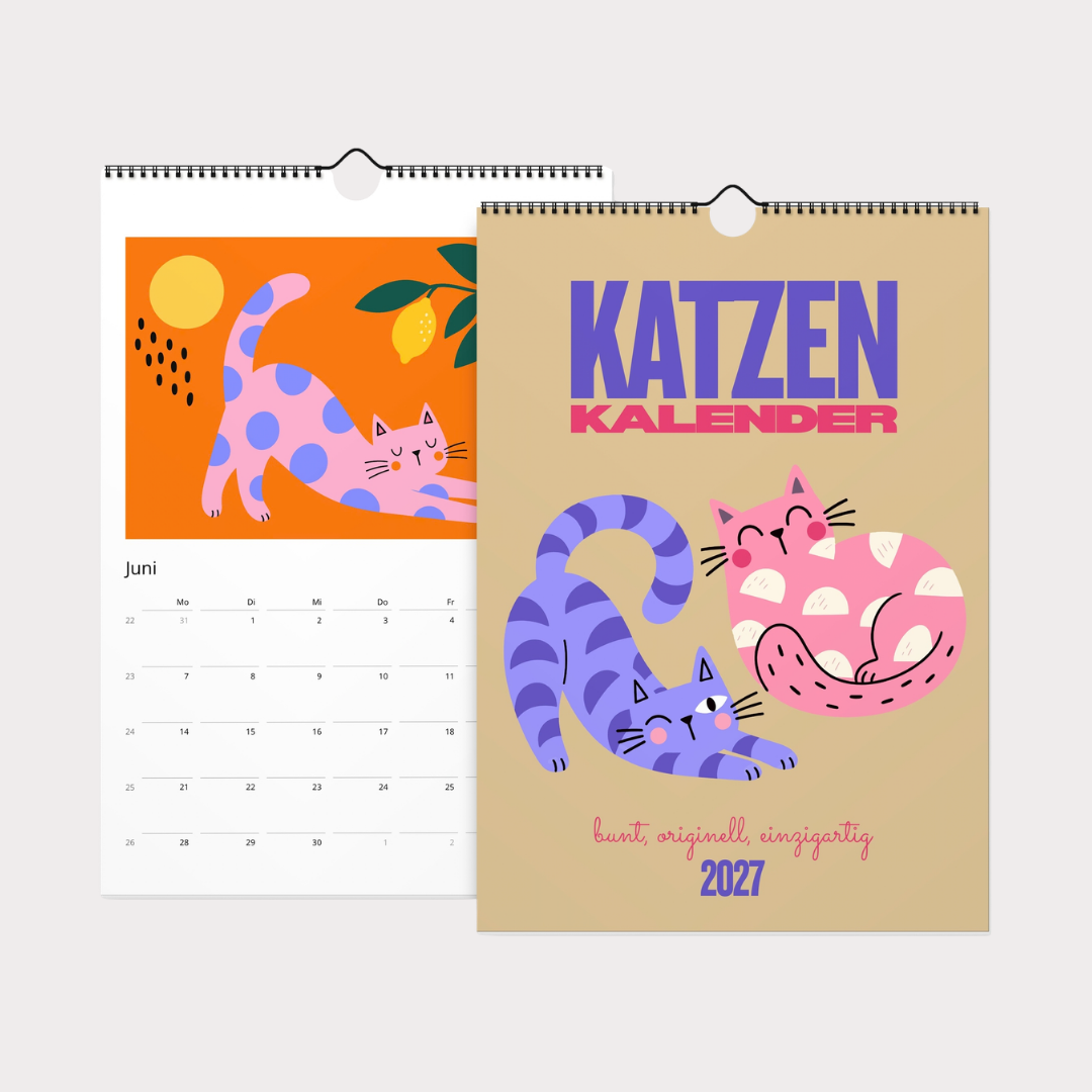 Abstrakter Katzenkalender 2027 Retro Stil