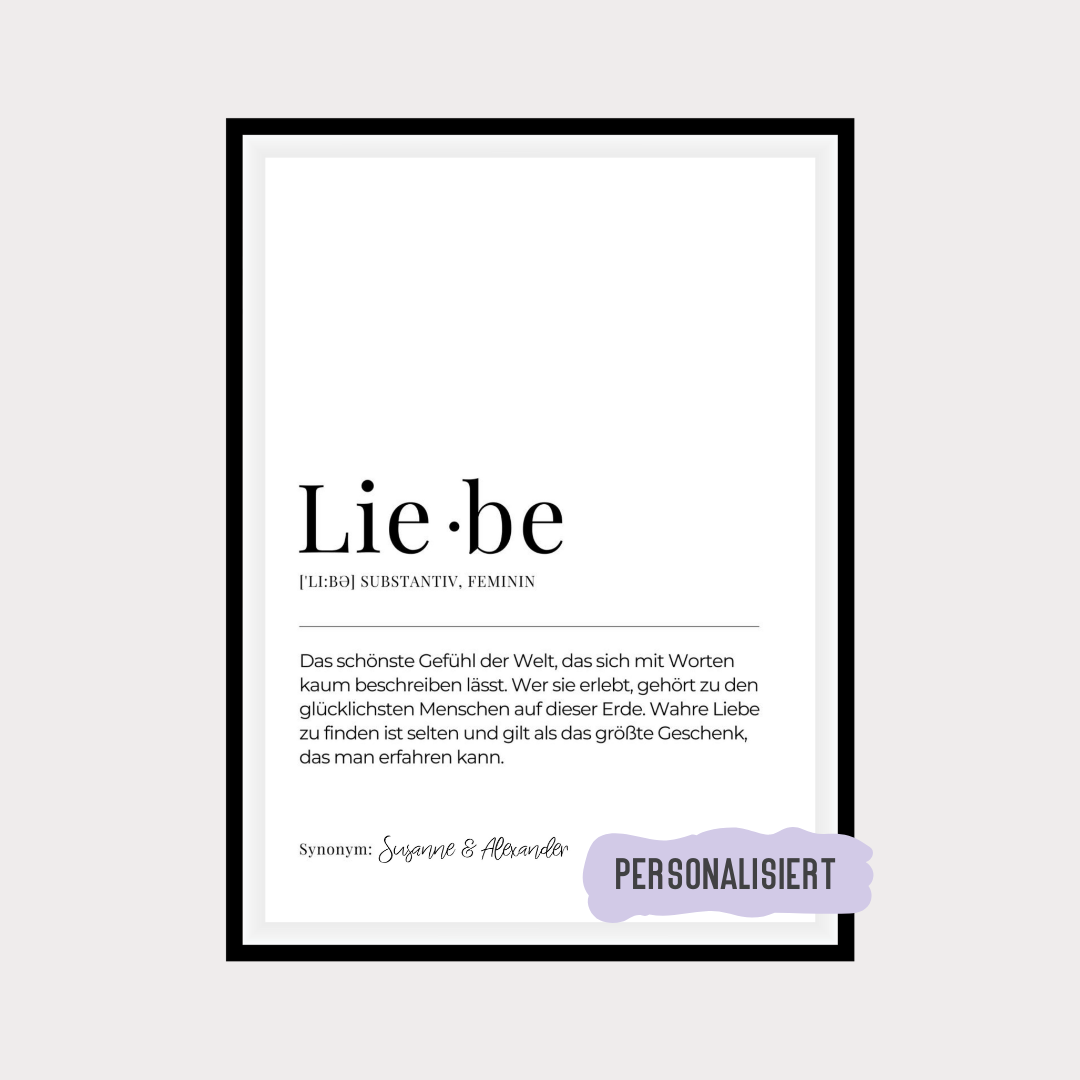 Personalisiertes Definition Liebe Poster