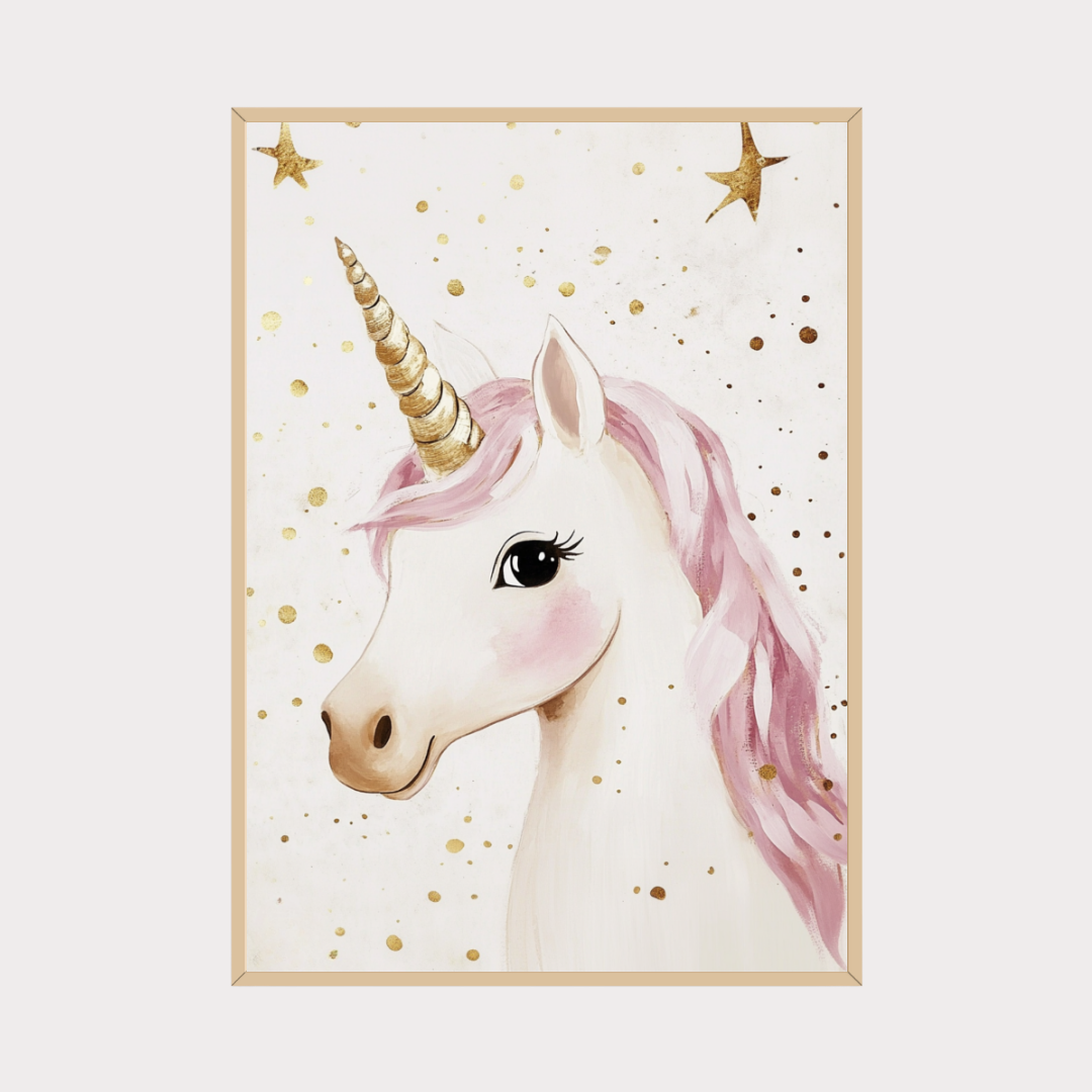 Poster Einhorn Rosa Gold Kinderzimmer  1-teilig 50x70