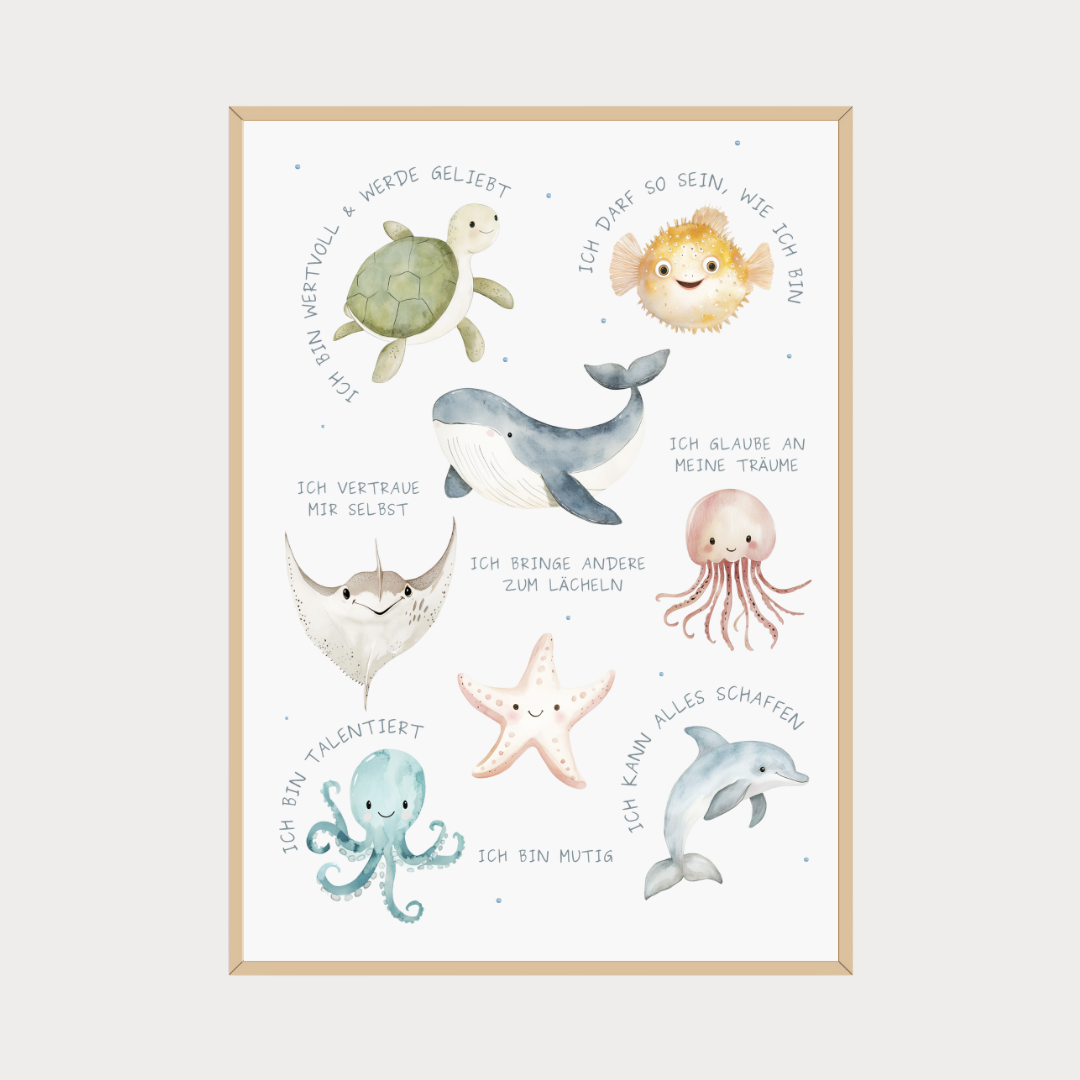Affirmations Poster Kinder Meerestiere 1-teilig DIN A3